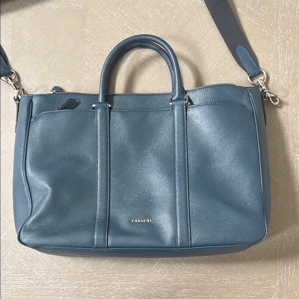Coach Blue Laptop Bag with Detachable Strap
